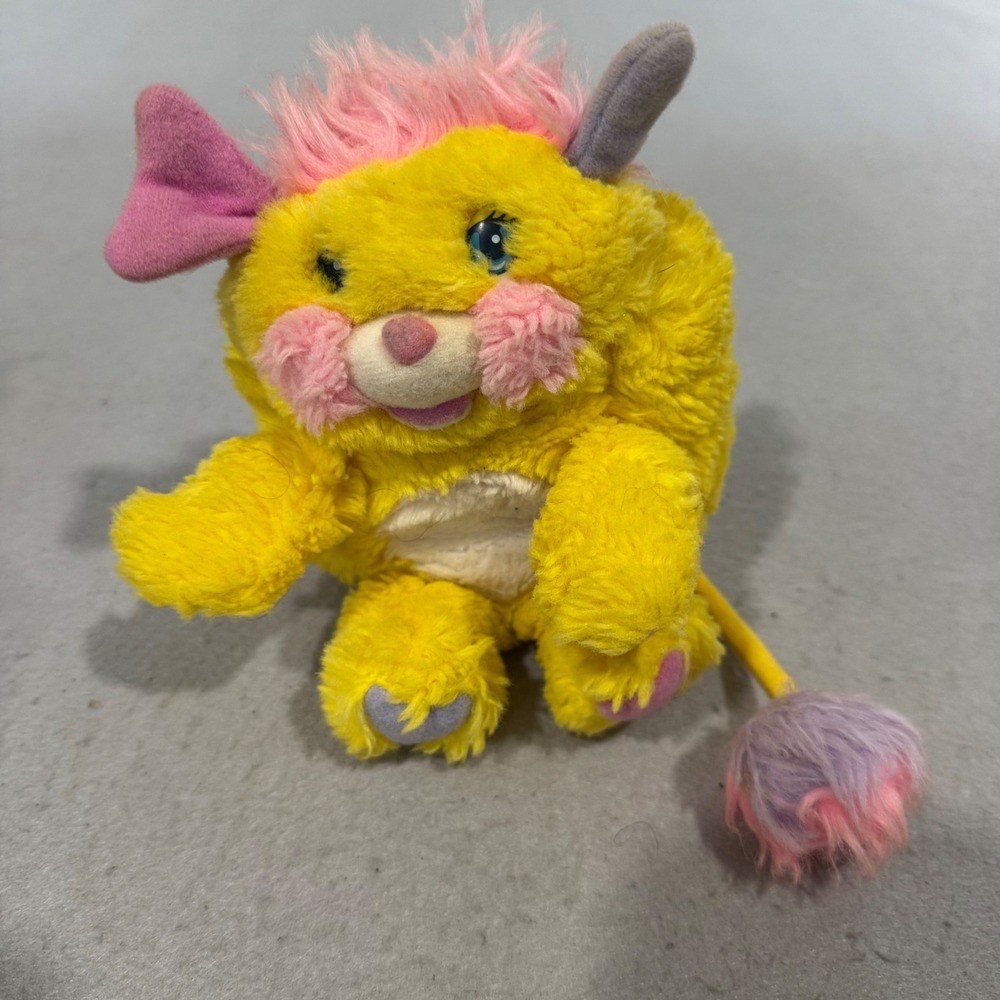 Vintage 1985 American Greetings Popples Plush Yellow Pink Purple 80s Toy Mattel
